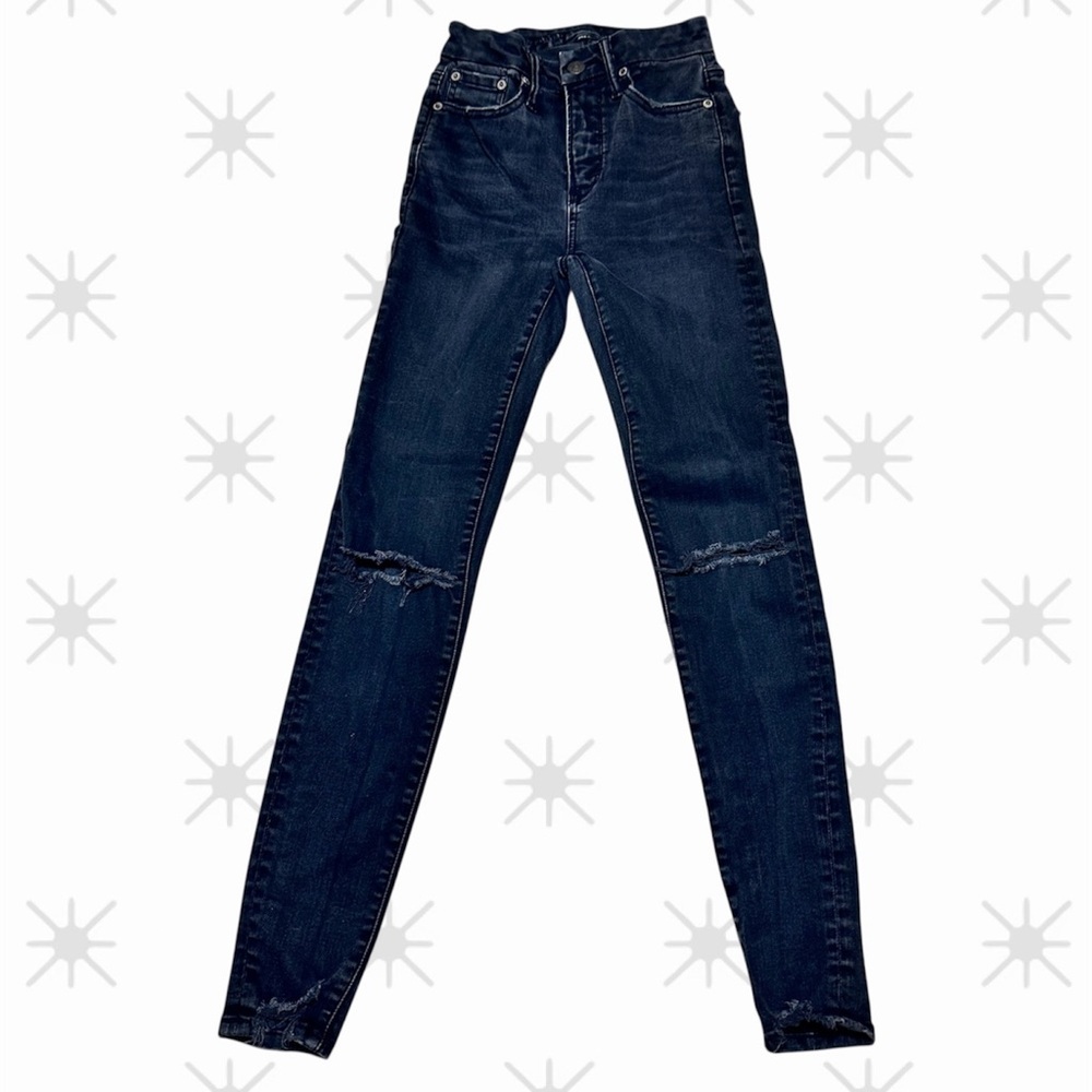 American Eagle 000 High Rise Distressed Skinny Jeans Dark Wash Stretch Denim